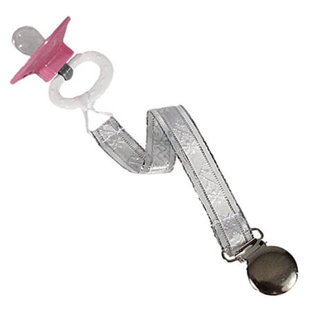 Unisex Universal Elegant and Fancy Pacifier Clip – White/Silver (Baby)