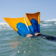 Churchill Makapuu Adult Unisex Floating Rubber Swim Fins, Blue/Orange, Large