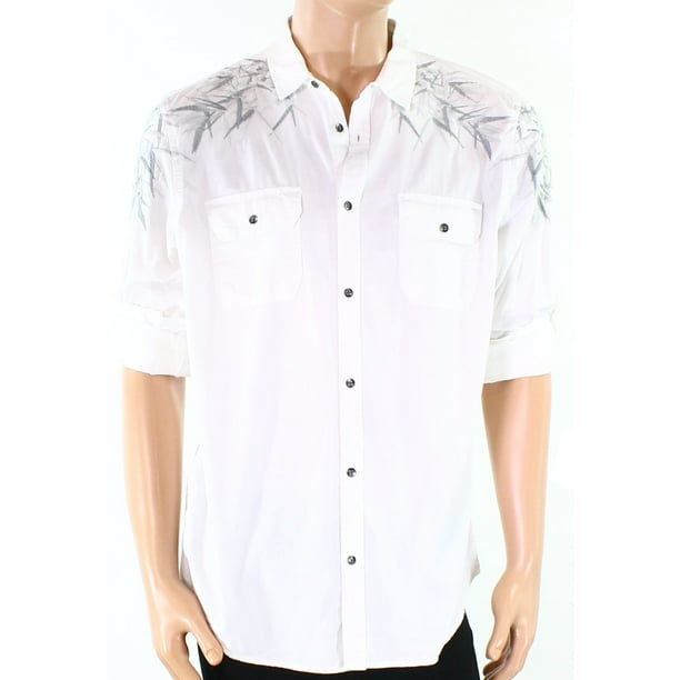INC INC NEW White Pure Mens Size Large L Embroidered Button Down
