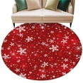 thumbnail image 6 of Red Snowflake Christmas Round Rug 5ft Washable Circle Kitchen Rugs Non Slip Xmas Snowflake Modern Art Winter Large Area Rug Indoor Floor Carpet for Bedroom Living Room Home Office Dining Room Nursery, 6 of 8