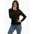 thumbnail image 5 of Women's Slim Fit Ribbed Pullover- Long Sleeve Crewneck Casual Jumper Top, 5 of 6