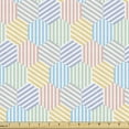 thumbnail image 1 of Abstract Fabric by the Yard Upholstery, Soft Toned Hexagon Shapes Along Inner Stripes Geometric Playroom, Decorative Fabric for DIY and Home Accents, Multicolor by Ambesonne, 1 of 5