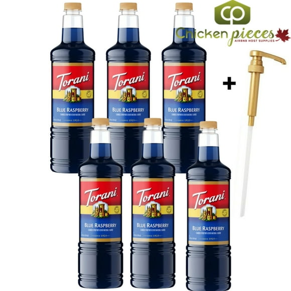 Torani Blue Raspberry Flavoring Syrup Plastic 1L + Bonus Squeeze Pump