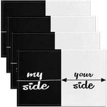 Double Sides Placemats Set of 4 12"x18" Kids Black and White Sides Placemats for Dining Table Indoor Outdoor Kitchen Valentine''s Day Table Mats Placemat Gift for Lover Decor Table Place Mats