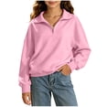 thumbnail image 2 of Auroural Toddler Girls Clothes 4T-5T Girls Sweatshirt Girls Clothes Girls Half Zip Collar Sweatshirt Long Sleeve Loose Drop Shoulder Casual Pullover Top, 2 of 9