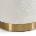 thumbnail image 5 of Bellini White Boucle Fabric Round Footstool Ottoman with Golden Accent Base Medium Size, 5 of 5