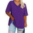 thumbnail image 2 of WXLWZYWL Tunic Top for Women Plus Size Oversized V Neck Half Sleeve Drop Shoulder T-shirt Casual Summer Solid Color Loose Tops, 2 of 4
