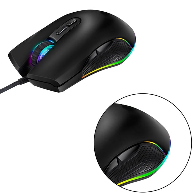 BESTYASH Souris Filaire pour PC 1 Ensemble 7 x 2,95 x 1,57 Po Rétroéclairage RVB pour Joueurs