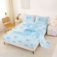 thumbnail image 2 of Erosebridal Cute Ribbon Bowknot Bed Sheets 4pcs For Kids Teens,Girls Blue Letter Monogrammed B King Sheets, 2 of 5
