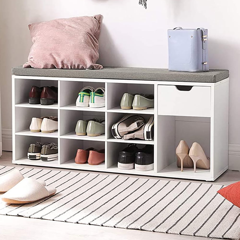 Storage Bench, Shoe Bench with Storage 10 Compartments, Entryway Bench