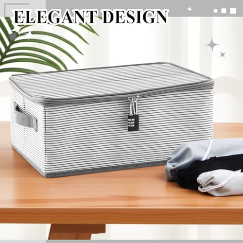 Discreet Lockable Adult Toy Bag Storage Organizer with 9 Pcs Toy Storage Drawstring Organizer for Women and Men 3 Sizes, 15 x 10 x 6.3 Inches Lockable Box Travel Container