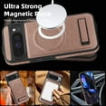 thumbnail image 4 of Dteck Magnetic Case for Google Pixel 9, Compatible with MagSafe, PU Leather TPU Bumper Shockproof Protective Cover with Kickstand,Rosegold, 4 of 6