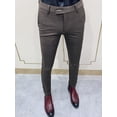 thumbnail image 2 of Pantalones de talla grande para hombre, traje ajustado de color marrón, traje de hombre, pantalones, traje trenzado, reseñas coreanas, muchas prendas de moda para primavera, ropa de trabajo, 2 of 4