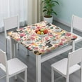 thumbnail image 3 of Dogs with Pioneer Flower Square Fitted Tablecloth with Elastic Edge,Square Table Cover,Washable Elastic Table Cover for Home Kitchen Party Decor 34"x34", 3 of 6