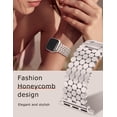 thumbnail image 3 of Wearlizer Compatible with Apple Watch Band 41/40/38/44/45/46/49/42mm Women, Dressy Honeycomb Metal Watch Band Designer Bracelet Wristband for iWatch Series 10 9 8 7 6 5 4 3 Ultra SE, 3 of 5