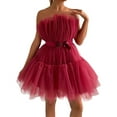 thumbnail image 4 of LOVZFMLL Dresses Women Dress Sleeveless Short Dress Solid Mesh Princess Steapless, 4 of 5