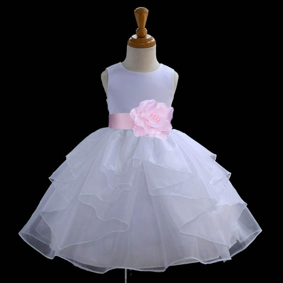 Ekidsbridal Shimmering Organza White Flower Girl Dress Weddings Handmade Summer Easter Dress Special Occasions Pageant Toddler Girl's Clothing Holiday Bridal Baptism 4613S size Pink 12-18