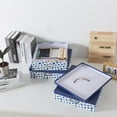 thumbnail image 6 of Blue Spots Decorative Storage Boxes with Lids, Set of 3 Memory Boxes for Keepsakes, Nesting Letter Cardboard Document Storage for Organizing, Photos, Scrapbook, 6 of 6