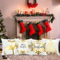 thumbnail image 4 of Christmas Gold White Throw Pillow Covers 20x20 Inch Set of 4 Snowflakes Decorations Cushion Cases Xmas Decor for Couch Sofa Car Bedroom, 4 of 6