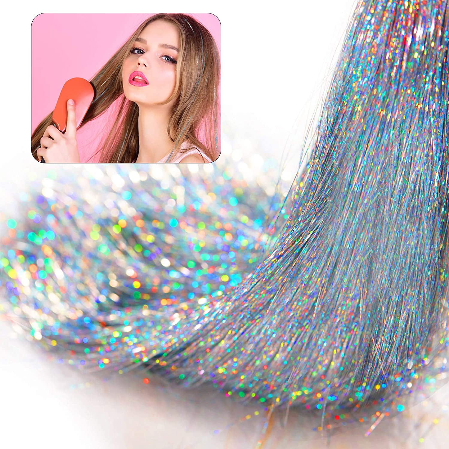 51 Inch 5000 Strands Clip in Hair Tinsel Holographic Hair Tinsel Party  Tinsel Hair Extensions Highlights Synthetic Hair Streak Bling  Heat-Resistant Glitter Extensions for Girls, Party Hair | Walmart Canada