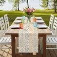 thumbnail image 4 of Bohemian Floral,Short Table Runner 36 Inches Long,Vintage Gradient European Line Cotton Linen Table Runners Dresser Scarves,Fabric Tabletop Scarf Furniture Cover for Home Dinner Party Decor 13"x36", 4 of 9