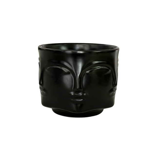 Macetero de rostro maceta de cerámica con forma de rostro ilios innova Negro