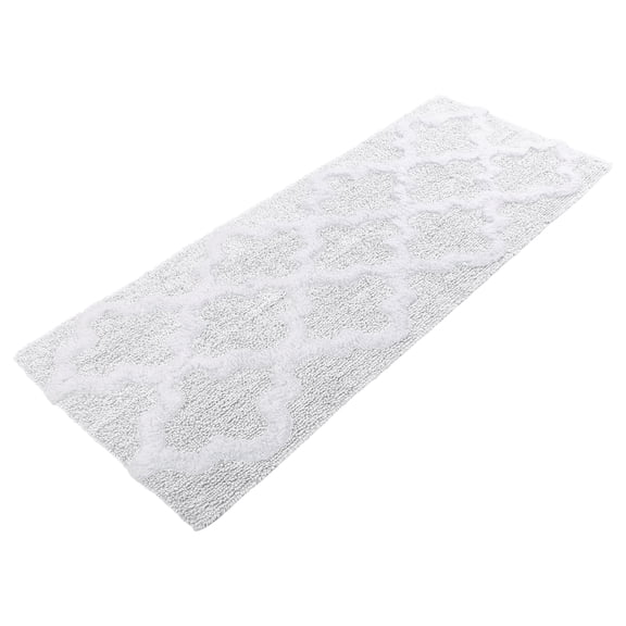 Lavish Home 24 x 60 Inch Bathroom Rug - Non Slip Cotton Bath Mat (White)