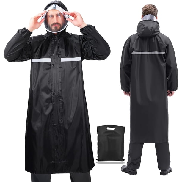 Impermeable Reflectante, Impermeable para Lluvia, Impermeables para Hombres y Mujeres Adultos, Poncho para Lluvia Impermeable de Emergencia con Capucha, Chubasqueros para Senderismo