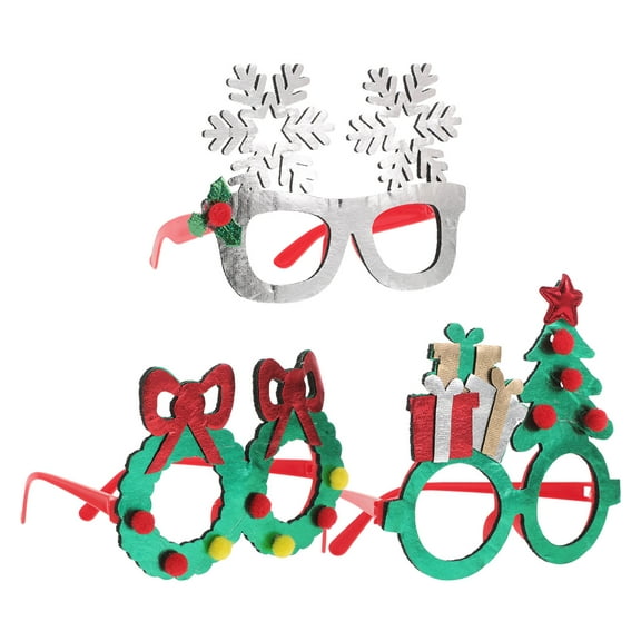 OULII 3Pcs Christmas Party Eyeglasses Frames with and Tree Designs Assorted Color Holiday Party Supplies
