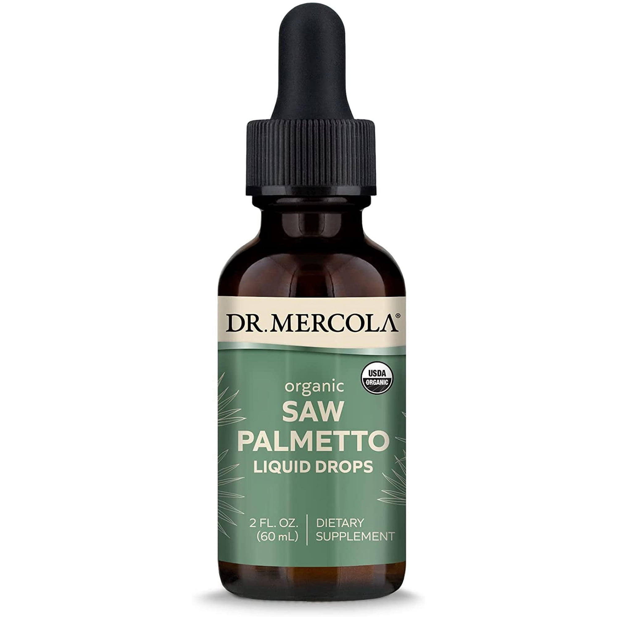 Dr. Mercola Saw Palmetto Liquid Drops, 2 Fl. Oz. (60 mL), 30 Servings, Dietary Supplement, Supports Normal Detoxification Processes, Non-GMO, Certified USDA Organic