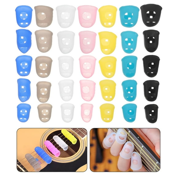 BESTSKY 35pcs Fingertip Protectors Silicone Finger Cots Fingertips Caps for Guitar Practice
