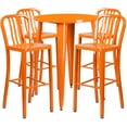 thumbnail image 2 of Flash Furniture Commercial Grade 30" Round Orange Metal Indoor-Outdoor Bar Table Set with 4 Vertical Slat Back Stools, 2 of 5