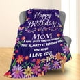 thumbnail image 2 of Happy Birthday Blanket Gifts for Mom, Soft Fuzzy Warm Lightweight Flannel Throw Blanket with Floral Frame & Butterfly, Ideal for Couch, Bed, Decor, Travel, Cozy Blankets for Women 60×50 in, 2 of 5