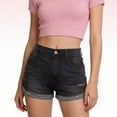 thumbnail image 6 of Audhol Denim Shorts for Women Women's Stretchy Distressed Jean Shorts with Pockets High Waisted Ripped Denim Shorts Cuffed Jean Shorts Short Jean Shorts Black L, 6 of 9