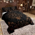 thumbnail image 2 of Manfei Bohemian Damask Bedding Sets Twin with Comforter, Black Brown Duvet Insert, Victorian Flower Comforter Sets Twin Size, Breathable Bedroom Decoration, 2pcs Reversible, 2 of 6