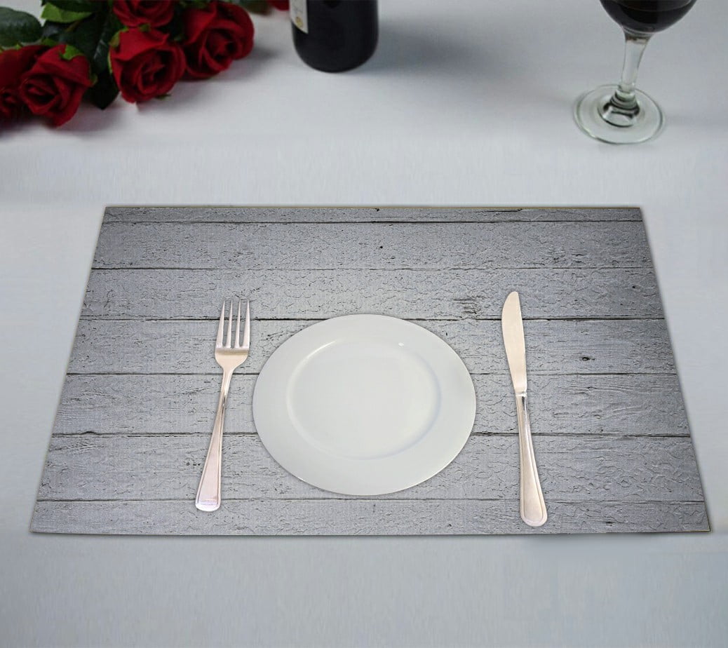 ECZJNT aged white wooden planks Placemat Table Mat Cup Mat 12x18 inch