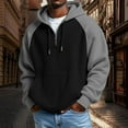 thumbnail image 2 of Men's Heavyweight Waffle Hoodie - Two-tone Trendy Long Sleeve Drawstring Hooded Sweatshirt With Pocket, Gray, XXXL, 2 of 4