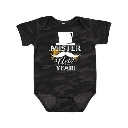 

Inktastic Mister New year with Mustache Top Hat and Fireworks Gift Baby Boy Bodysuit