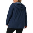 thumbnail image 3 of Agnes Orinda Women's Plus Size Layered Drawstring Hooded Utility with Pockets Denim Jackets 2X Black Blue, 3 of 6