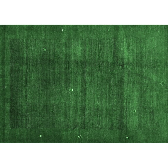 Ahgly Company Indoor Rectangle Abstract Emerald Green Contemporary Area Rugs, 5' x 8'