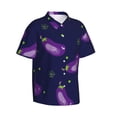 thumbnail image 3 of Xecao Eggplant print Hawaiian shirt - a stylish short-sleeve button-down for men, perfect for casual beach and tropical outings., 3 of 9