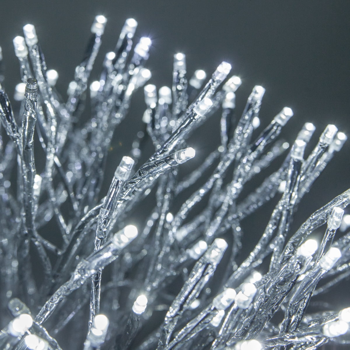 Wintergreen Lighting Starburst Lighted Branches, 24", Silver with 200 Cool White LED Twinkle Lights, Fully Shapeable, Plug-In