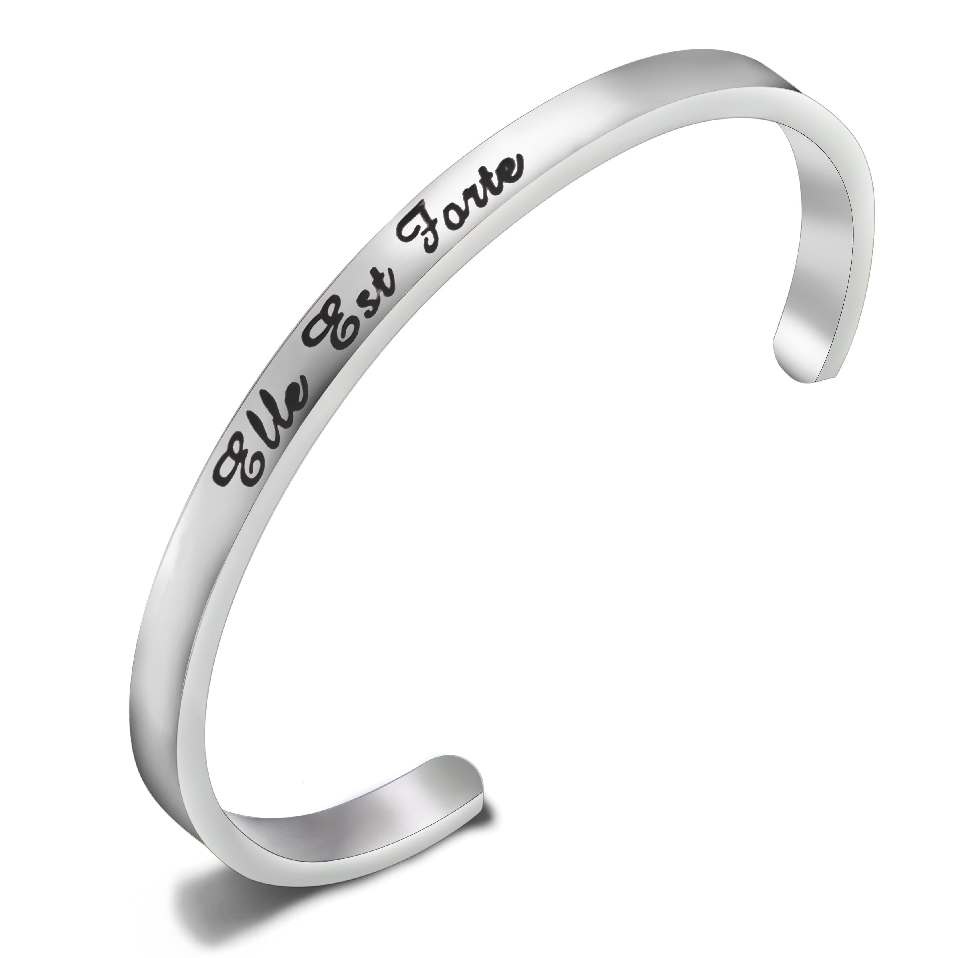 Inspiring Gift Engraved Black Stainless Steel Braided Rope Bracelet Keep It Moving Bracelet Inspirational Bracelet