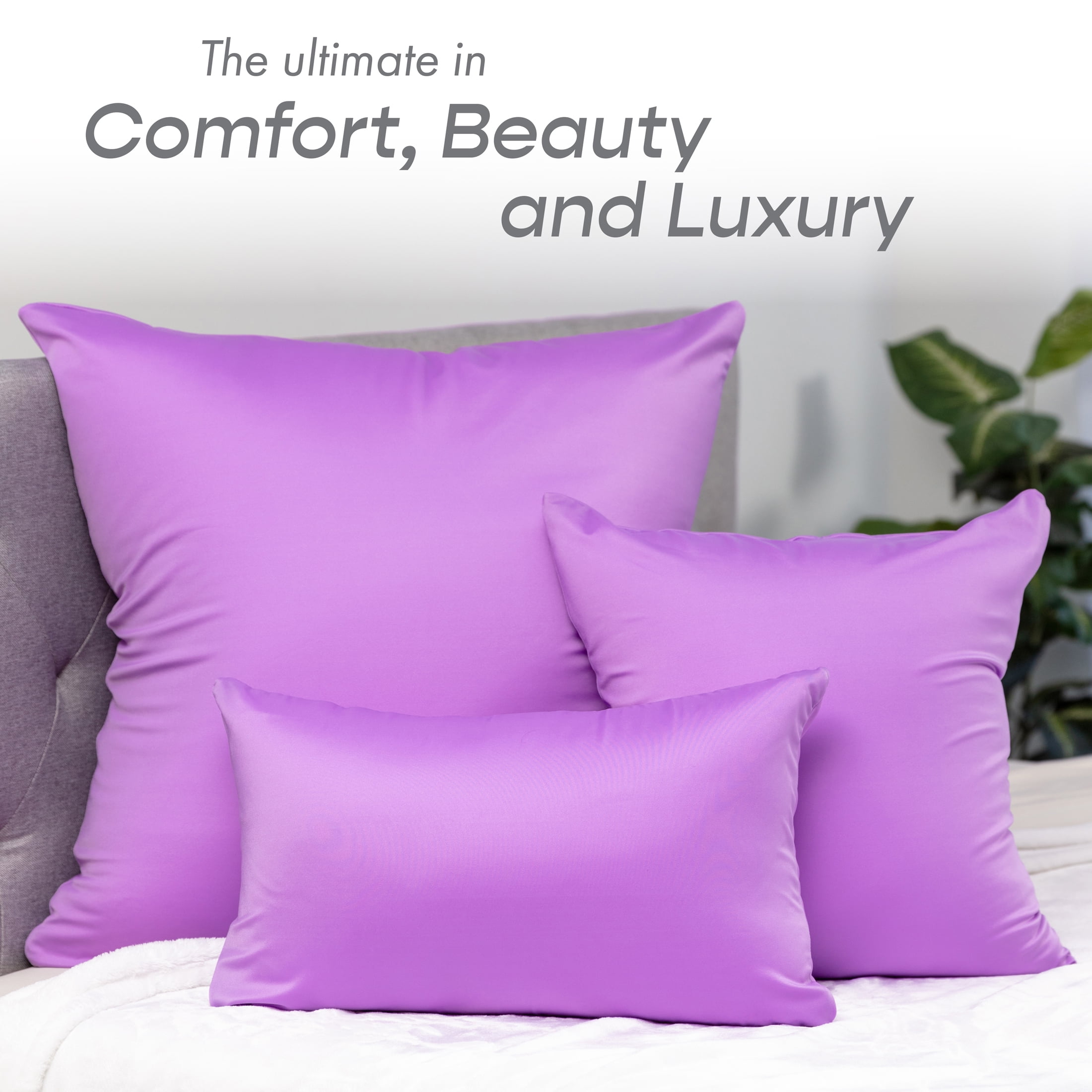 24" x 24" Throw Pillow – Purple: 1 PCS Luxurious Premium Microbead Pillow With 85/15 Nylon/Spandex Fabric. Forever Fluffy, Outstanding Beauty & Support. Silky, Soft & Beyond Comfortable