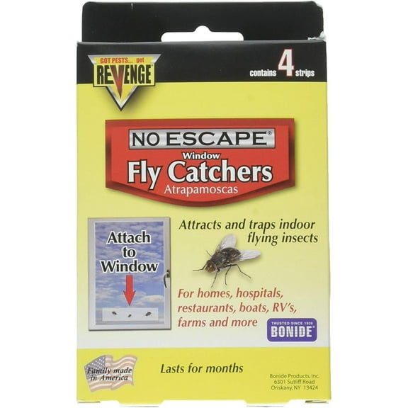 Bonide Revenge Window & Screen Fly Catcher Trap - Indoor Insect Window Catcher - 4 Count