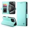 thumbnail image 2 of PU Leather Case Compatible with iPhone 12/12 Pro, Classic Kickstand/Cover/Wallet/Flip Magnetic Protective Case with Card Slots & Horizontal Stand Phone Case for iPhone 12/12 Pro, Mint, 2 of 7