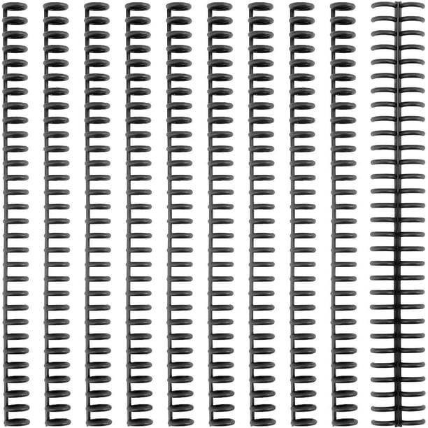 12 peines de encuadernación con 30 anillas, espiral de plástico negro, alambre para máquina, encuadernación de libros recortable con doble espiral para añadir páginas.
