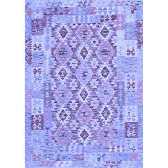 Ahgly Company Machine Washable Indoor Rectangle Southwestern Blue Country Area Rugs, 4' x 6'