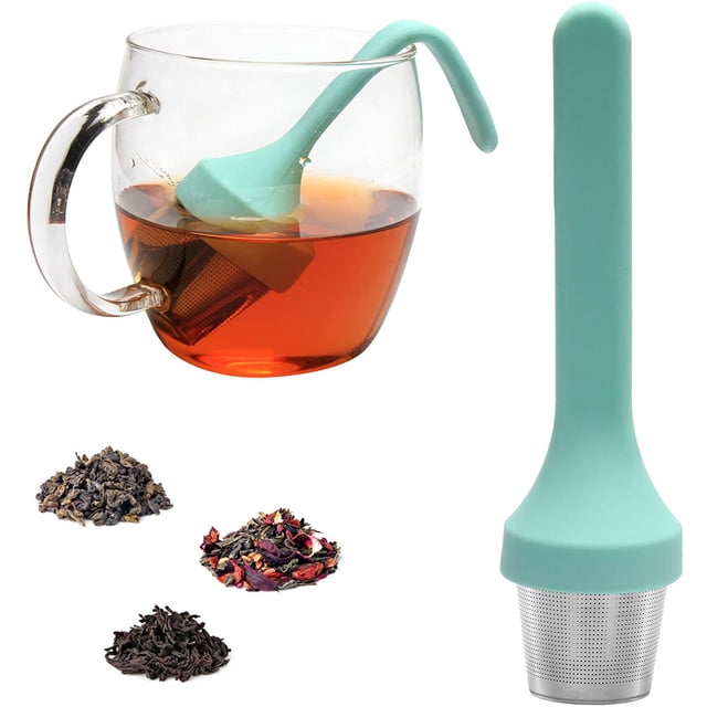 2pcs Tea Infuser, Silicone Handle - Stainless Steel Tea Strainer - Extra Fine Mesh Tea Filter for Loose Leaf Tea or Herbal Tea