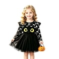 thumbnail image 2 of WUANDIXFA Toddler Halloween Outfit Girl Holiday Dress Girls Long Sleeve Tutu Dresses Kids Casual Outfits Fall Winter Clothes,Black,3-4 Years, 2 of 9
